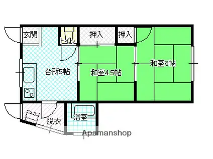 牛島ハイツ(2K/1階)の間取り写真