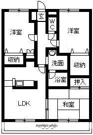 エクセレントドリームタウンⅡ(3DK/2階)の間取り写真