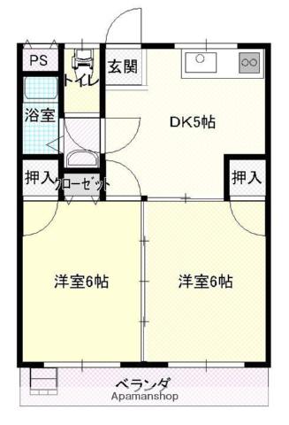 ナリスマンション(2DK/1階)の間取り写真