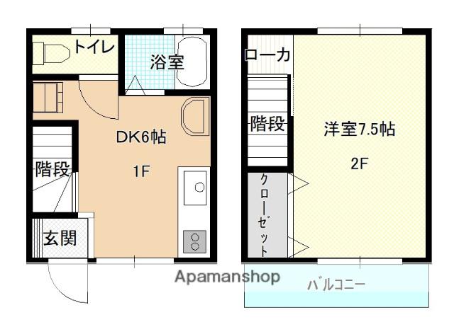 ヒルブライトンC(1DK/1階)の間取り写真