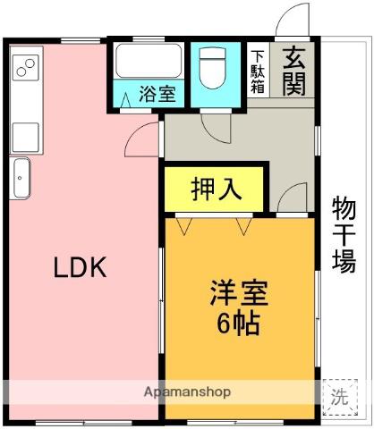 新居ハイツ(1LDK/1階)の間取り写真