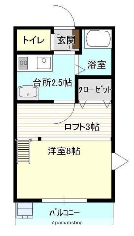 エスポアール鴨島(1K/2階)の間取り写真