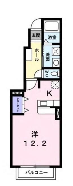 セレノ・カーサA(ワンルーム/1階)の間取り写真