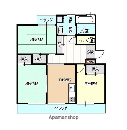 グランドコーポ稲山(3DK/4階)の間取り写真
