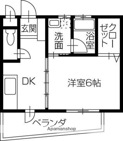 プレベール北村(1DK/2階)の間取り写真