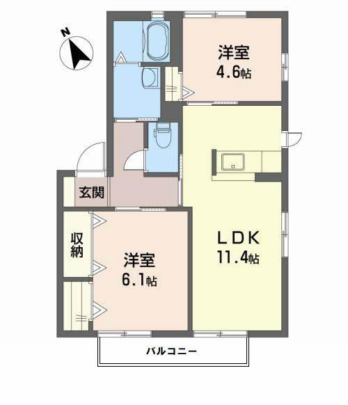 シャーメゾンソレイユA棟(2LDK/2階)の間取り写真