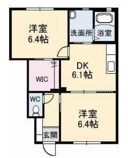 シャーメゾン鴨島A(2DK/1階)の間取り写真