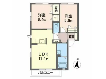 シャーメゾン石井 B棟(2LDK/2階)の間取り写真