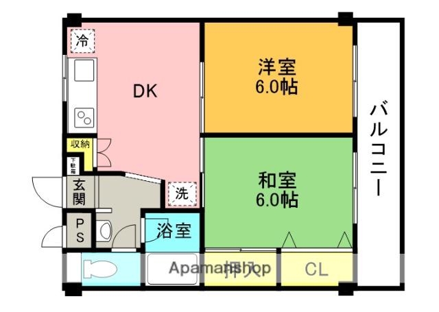 エクセレントサンベール(2DK/3階)の間取り写真