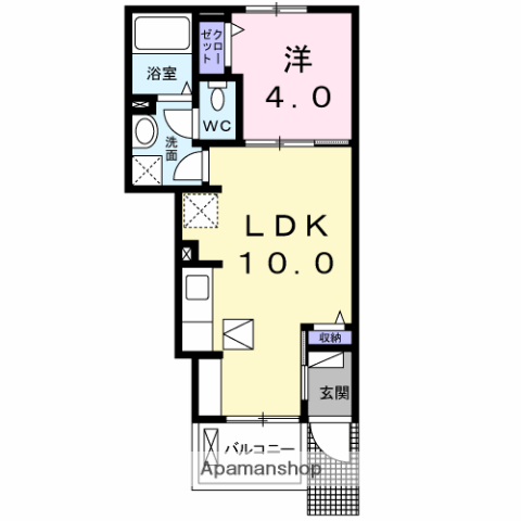 ファリーヌ(1LDK/1階)の間取り写真