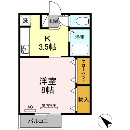 コーポアネシス(1K/2階)の間取り写真