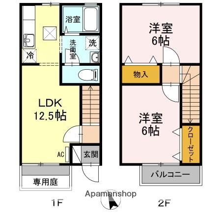 メルベーユMT(2LDK/1階)の間取り写真