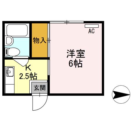 福島ハイツ(1K/2階)の間取り写真