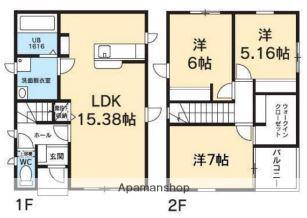 徳島県徳島市 2階建 築13年(3LDK)の間取り写真