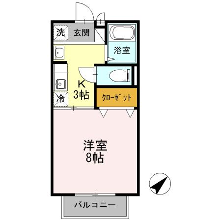 エクセルスミ(1K/1階)の間取り写真