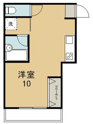 徳島県徳島市 2階建 築24年(ワンルーム/2階)の間取り写真