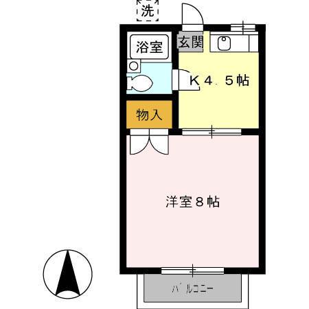 プレジール南昭和(1K/2階)の間取り写真