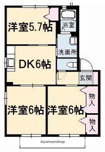シャーメゾンブルームⅠ・Ⅱ(3DK/2階)の間取り写真