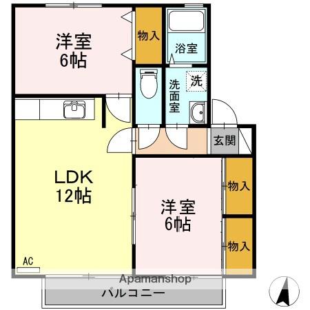 レジデンス矢三(2LDK/1階)の間取り写真