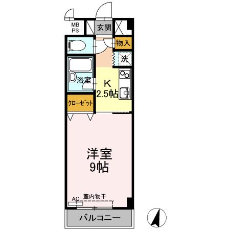 グリーンリバティー新蔵(ワンルーム/2階)の間取り写真
