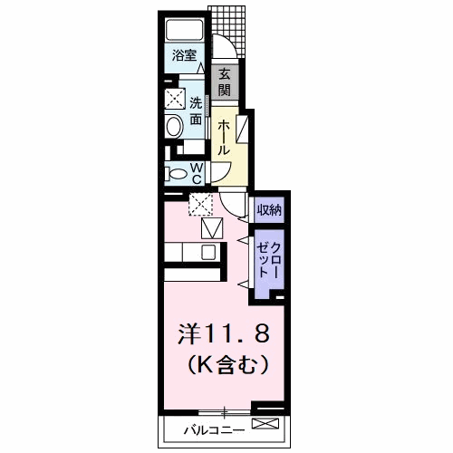 カーサ アルベロディピノA(ワンルーム/1階)の間取り写真