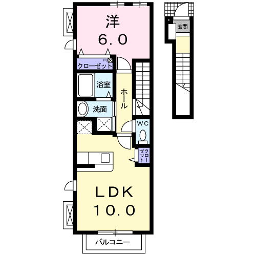 グランツ(1LDK/2階)の間取り写真