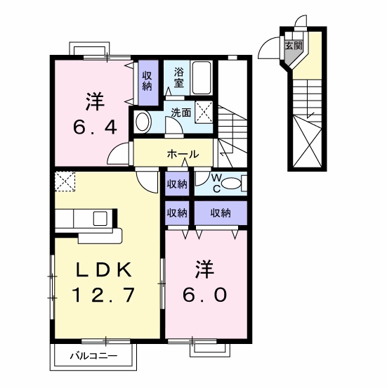 フィール ファインA(2LDK/2階)の間取り写真