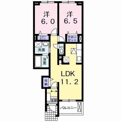 サンモリッツ C(2LDK/1階)の間取り写真