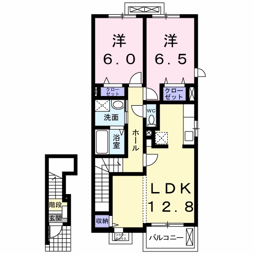 サンモリッツ C(2LDK/2階)の間取り写真