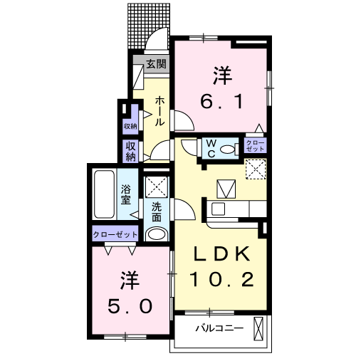 シエロ・ガーデン国府C(2LDK/1階)の間取り写真