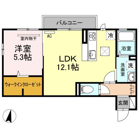 プロヴァンス(1LDK/1階)の間取り写真