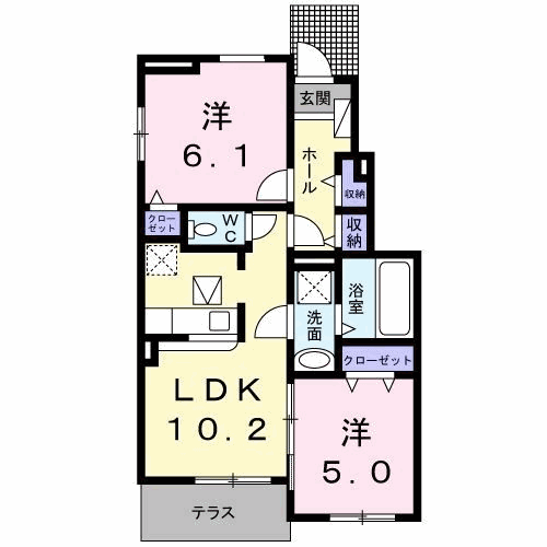 ラフォルテ Ⅱ(2LDK/1階)の間取り写真