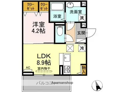 ロイヤルサン A棟(1LDK/1階)の間取り写真