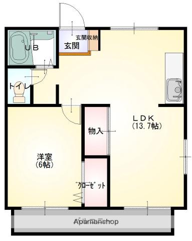 コーポ蔵(1LDK/2階)の間取り写真