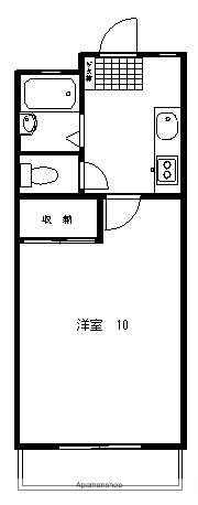 あべハイツⅡ(1K/1階)の間取り写真