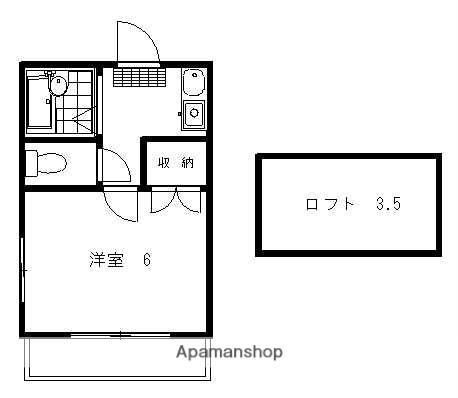 ロイヤルⅡ(1K/1階)の間取り写真