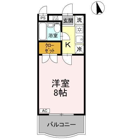 サンハイツ沖浜(1K/4階)の間取り写真