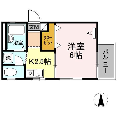 山城TOC(1K/1階)の間取り写真