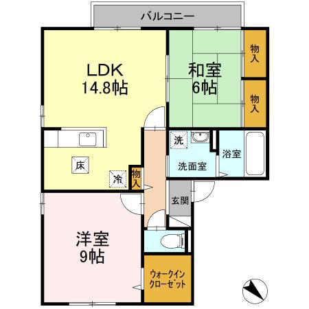 プラザ・ルミエール B棟(2LDK/1階)の間取り写真
