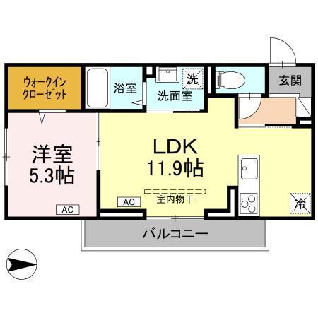 アーバンライフヒロ沖浜(1LDK/3階)の間取り写真