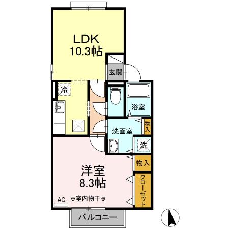 ステイトメント安宅B(1LDK/1階)の間取り写真