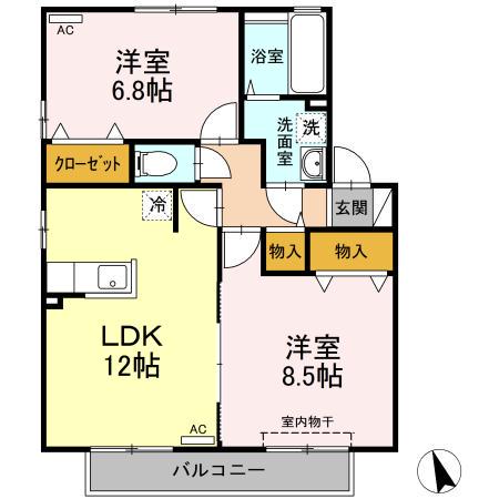 グランシャリオA(2LDK/2階)の間取り写真