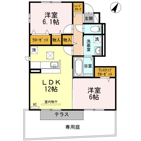 ヴェルドミール(2LDK/1階)の間取り写真