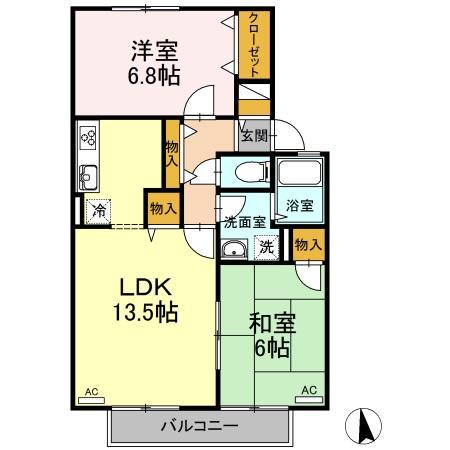 ピュアメゾンA(2LDK/2階)の間取り写真