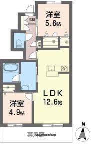 シャーメゾンレフレール6(2LDK/1階)の間取り写真