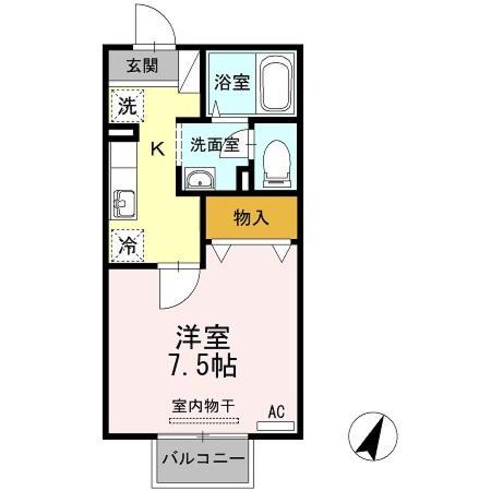 セリバテール(1K/2階)の間取り写真