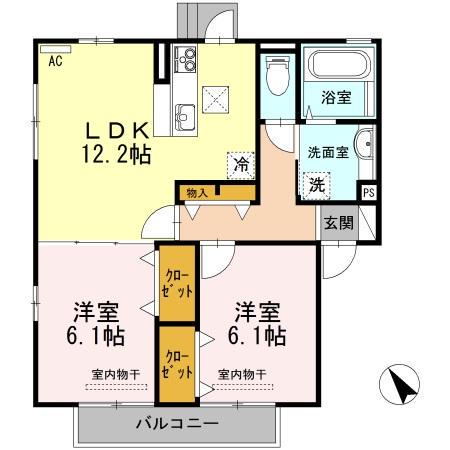 ドルチェ(2LDK/1階)の間取り写真