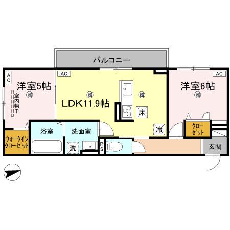 エムフルージュ(2LDK/1階)の間取り写真