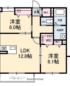 ベレオ鮎喰(2LDK/3階)の間取り写真
