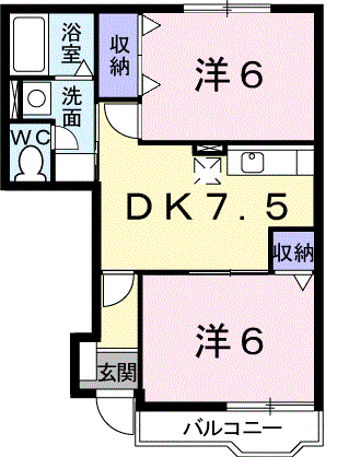 フォワージュ1(2DK/1階)の間取り写真